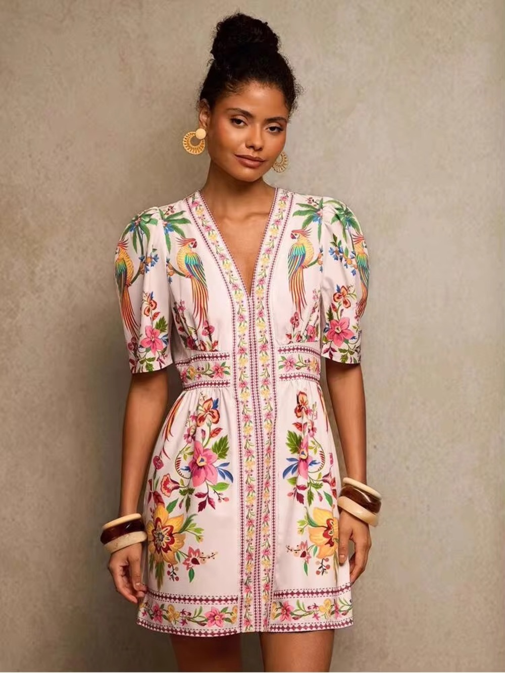 Free people like Floral Parrot Embroidered Mini Dress - Pink brand new, no tags.